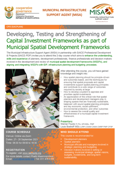Capital Investment Frameworks as part of Municipal Spatial Development Frameworks